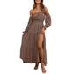 Robe femme à épaules dénudées et taille haute