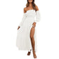 Robe femme à épaules dénudées et taille haute