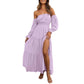 Robe femme à épaules dénudées et taille haute