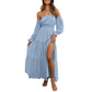 Robe femme à épaules dénudées et taille haute