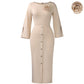 Élégante robe moulante à col rond