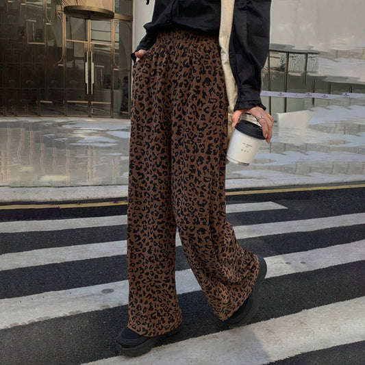 📢📢50 %  DE RÉDUCTION !! ⏰Pantalon droit à taille haute pour femme, imprimé léopard