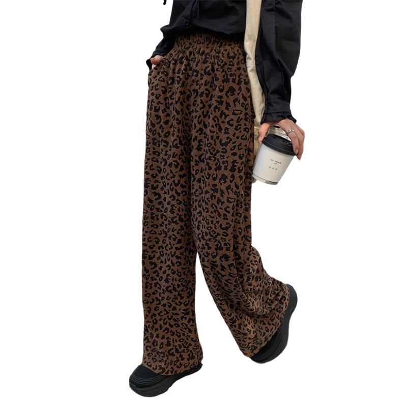📢📢50 %  DE RÉDUCTION !! ⏰Pantalon droit à taille haute pour femme, imprimé léopard