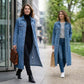 💐50% DE RÉDUCTION💥Manteau Boutonné Long en Denim – Style & Confort toute la Journée🧥🌿