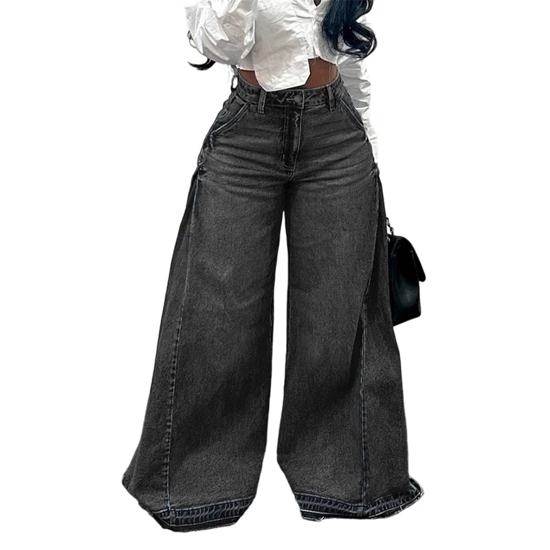 📢📢55 % de réduction !! ⏰Jean oversize à taille haute et jambes larges pour femme