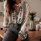 Blouse bohème pour femme à manches lanterne et col volanté