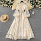 📢📢50 % de réduction !! ⏰ Robe Vintage à Manches Lanternes Brodées – Dentelle Délicate, Coupe Romantique & Élégance Rétro 🌸