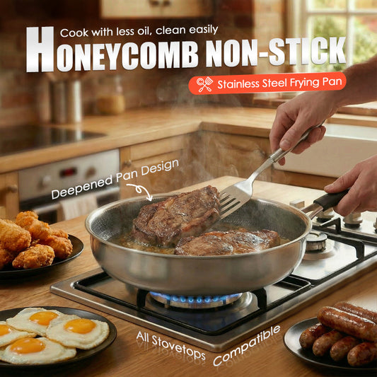 🔥Honeycomb Non-Stick Stainless Steel Frying Pan