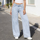 Bow Embroidered High-Waist Straight-Leg Jeans