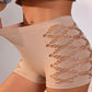 Short de yoga taille haute avec découpes pour femmes