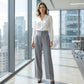 Pantalon taille haute à jambes larges pour femme
