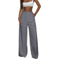 Pantalon taille haute à jambes larges pour femme