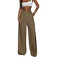 Pantalon taille haute à jambes larges pour femme