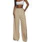 Pantalon taille haute à jambes larges pour femme