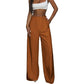 Pantalon taille haute à jambes larges pour femme