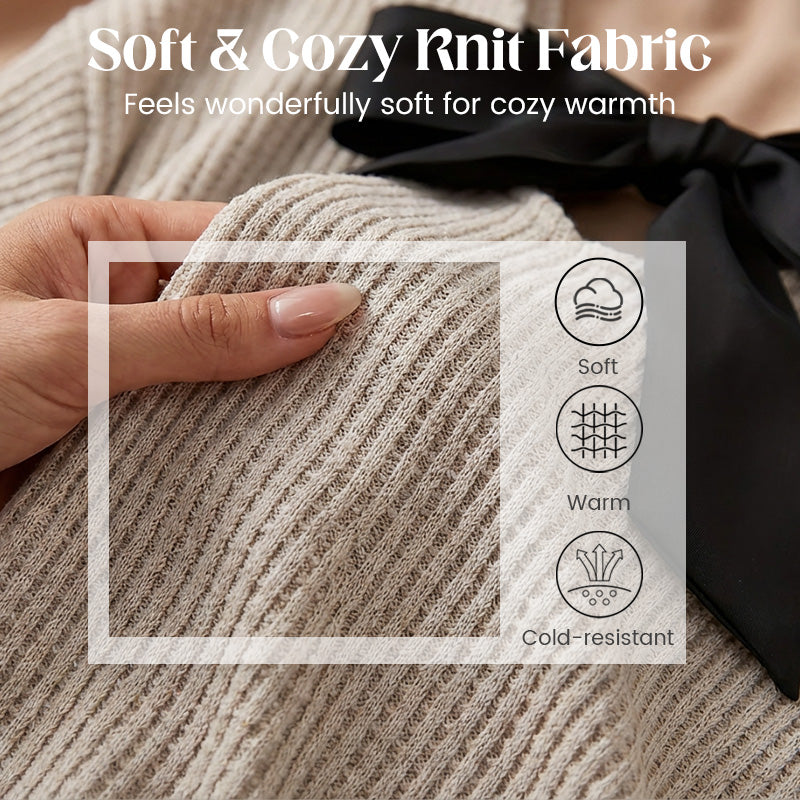 🧶 60% de Réduction! 🎀 Pull à Col en V pour Femme – Nœud Papillon Élégant, Confortable & Chic Derrière ✨