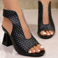 💐50% DE RÉDUCTION ! Sandales à Talons Bout Ouvert – Tissage Chic & Talon Bloc Stable 💃✨【Offre Limitée】