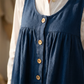 Robe longue à bretelles et boutons sur le devant pour femme
