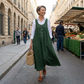Robe longue à bretelles et boutons sur le devant pour femme