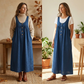 Robe longue à bretelles et boutons sur le devant pour femme