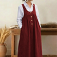 Robe longue à bretelles et boutons sur le devant pour femme