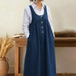Robe longue à bretelles et boutons sur le devant pour femme