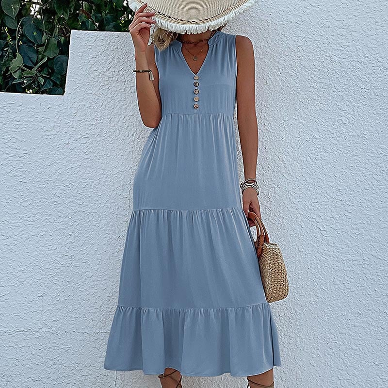 Soldes d'été - Robe à col en V confortable et respirante