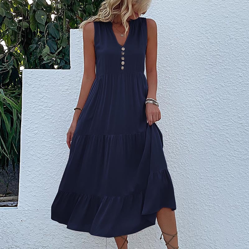 Soldes d'été - Robe à col en V confortable et respirante
