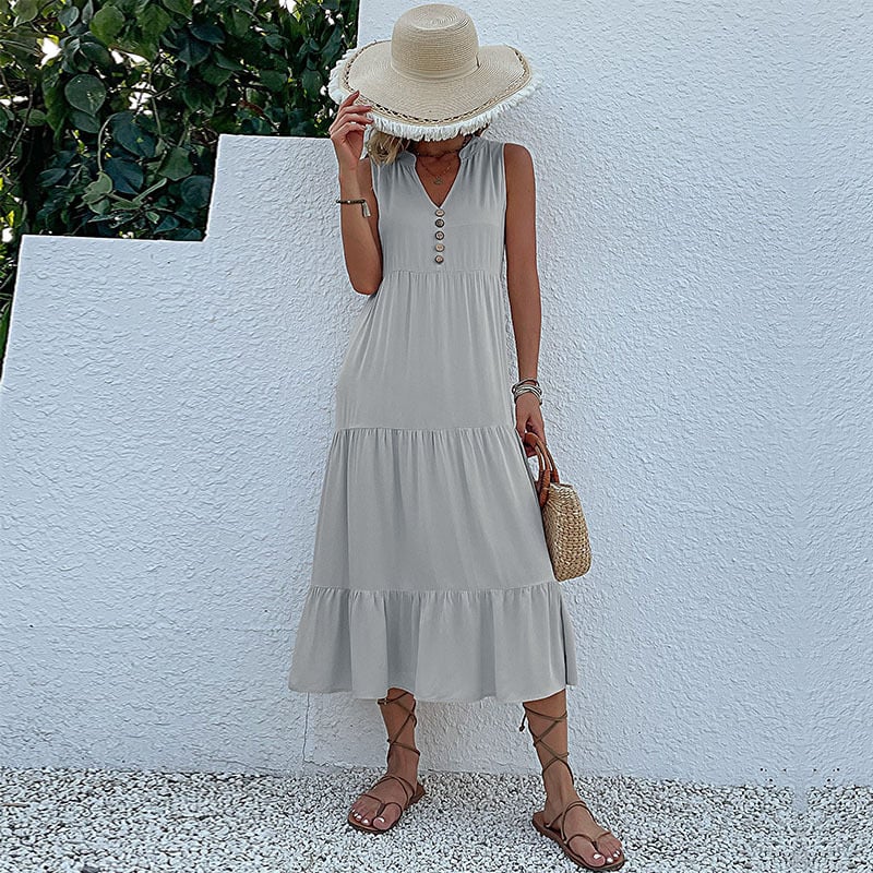 Soldes d'été - Robe à col en V confortable et respirante