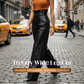 Pantalon large taille haute moderne en cuir PU