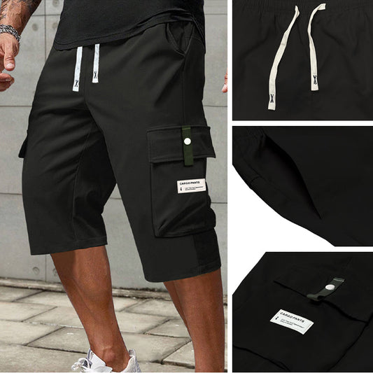 🍃 Pantalon Cargo Capri Homme – Taille à Cordon, Tissu Respirant ✨