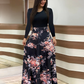 Robe à manches longues à imprimé floral et empiècements pour femme
