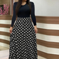 Robe à manches longues à imprimé floral et empiècements pour femme