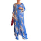 Ensemble tunique asymétrique et pantalon à imprimé floral pour femme