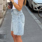 Short bermuda en denim taille haute pour femme
