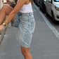 Short bermuda en denim taille haute pour femme