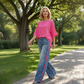 💖 Ensemble 2-pièces pour femme – Haut rose vif & Pantalon léopard – Coupe décontractée, Confortable & Respirant – Pour les loisirs et les sorties, du S au 5XL