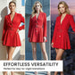 Robe blazer à col en V scintillante avec ceinture