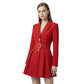 Robe blazer à col en V scintillante avec ceinture