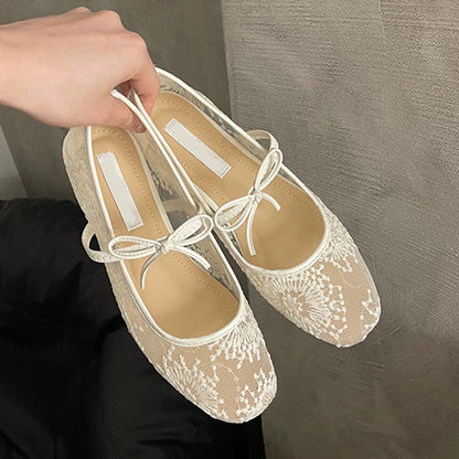 👡 60% DE RÉDUCTION! 🌸 Ballerines – Mesh Respirant, Nœud Décoratif & Confort Léger pour Toute la Journée ✨