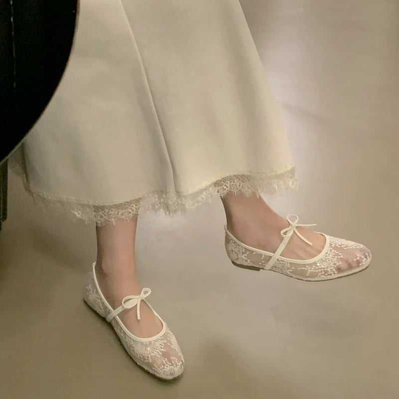 👡 60% DE RÉDUCTION! 🌸 Ballerines – Mesh Respirant, Nœud Décoratif & Confort Léger pour Toute la Journée ✨