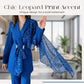 Ensemble blazer et pantalon à motif léopard pour femme
