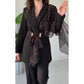 Ensemble blazer et pantalon à motif léopard pour femme