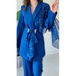 Ensemble blazer et pantalon à motif léopard pour femme