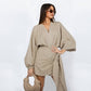 Robe portefeuille à col en V pour femme