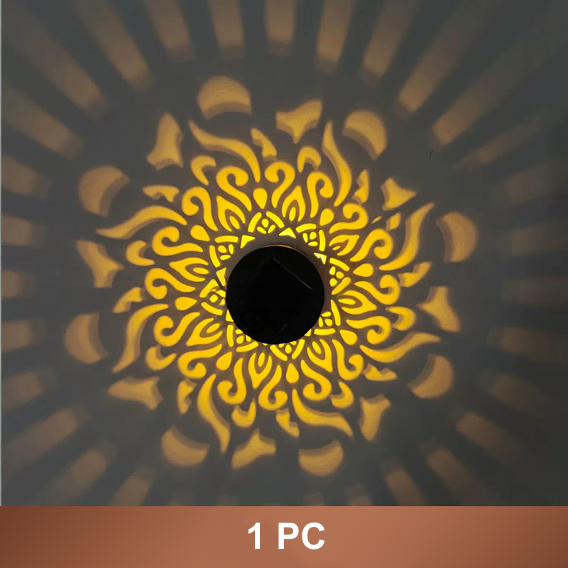 🏆 2 achetés, 1 offert 🎁 Lampe murale solaire Mandala pour extérieur, projecteur de lumière pour clôture de jardin, décoration d'ambiance pour terrasse