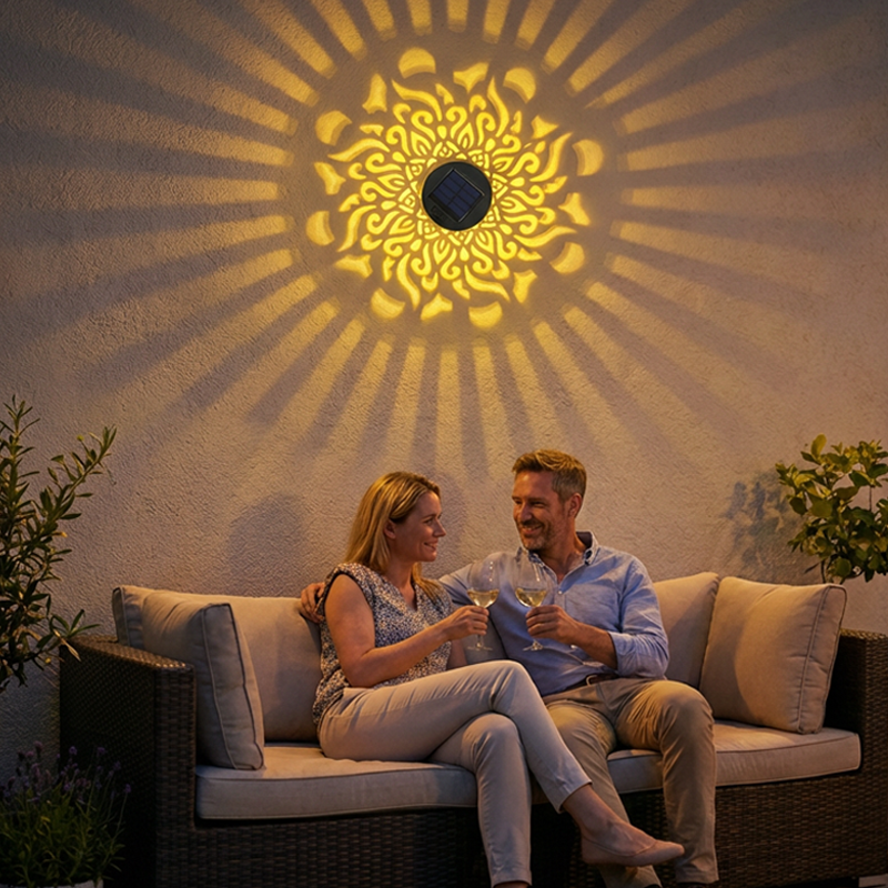🏆 2 achetés, 1 offert 🎁 Lampe murale solaire Mandala pour extérieur, projecteur de lumière pour clôture de jardin, décoration d'ambiance pour terrasse