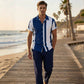 Ensemble 2 pièces chemise et pantalon color block pour homme