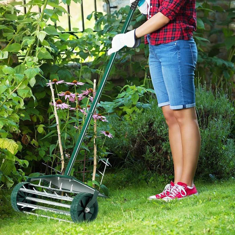 ⏳50 % de réduction pour une durée limitée⏰Aérateur de pelouse à roulettes avec poignée🏡🌱