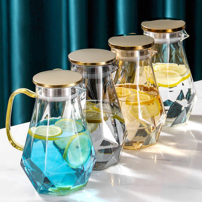 Élégant pichet en verre géométrique avec infuseur
